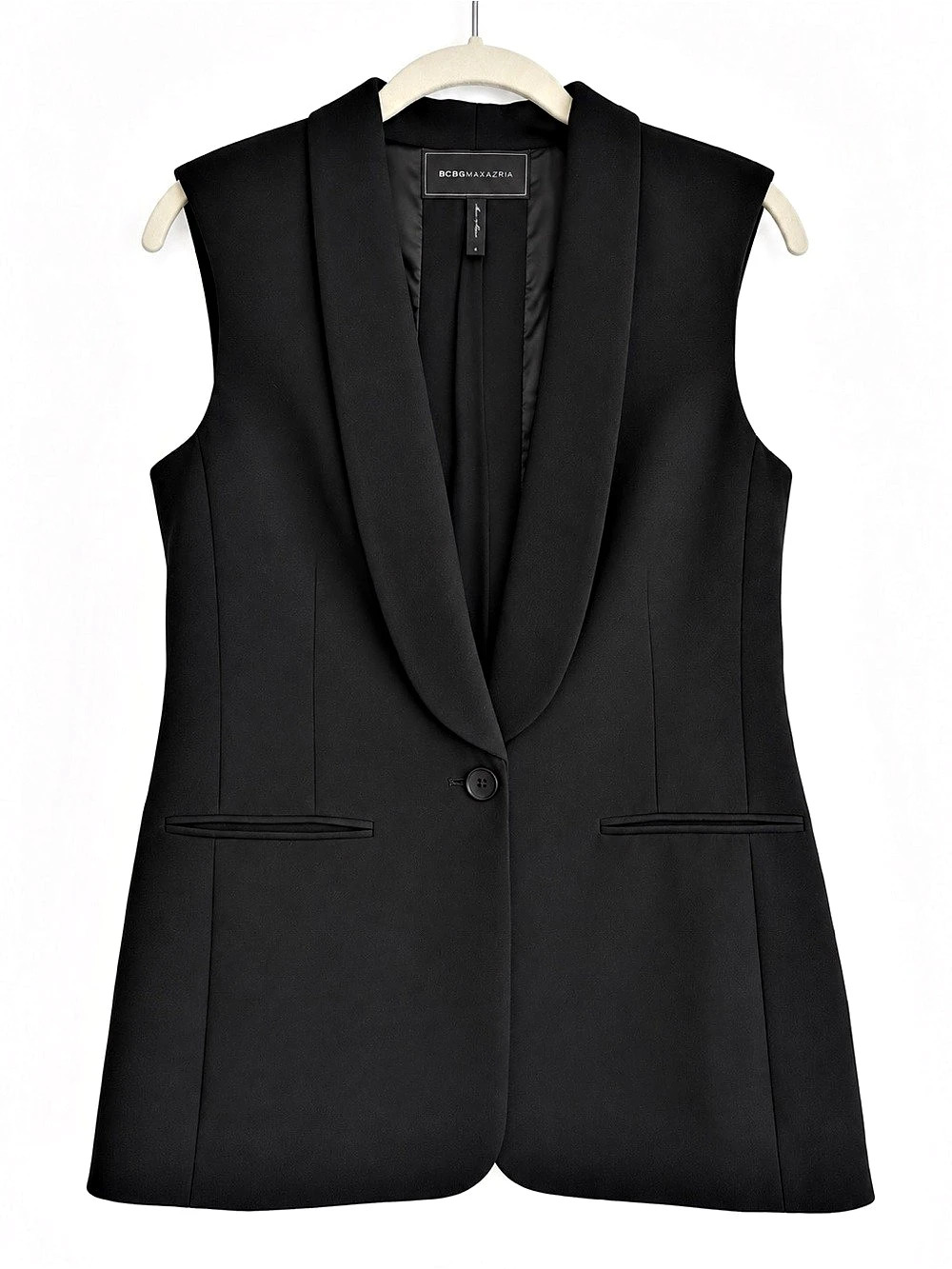BCBGMAXAZRIA Black Sleeveless Tailored Vest Blazer Size Small